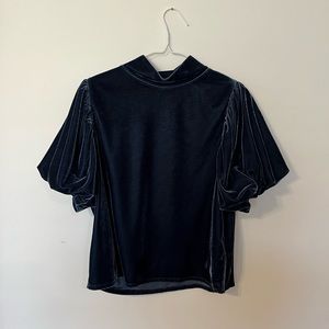 Free People Blue Velvet Blouse